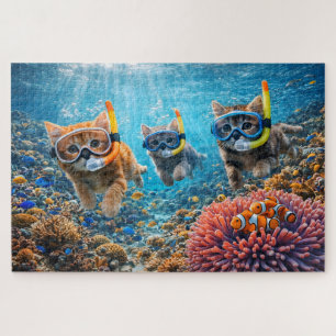 Spaßige Kätzchen, Schnorcheln, Unterwasserkorallen Puzzle