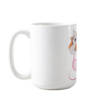 Spaßige Katzen-Mama Rosa Herzen & Wilde Blumen Flo