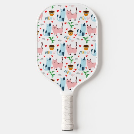 Spaßige Katzen und Mäuse mit Herzen Pickleball Schläger (Vorderseite)