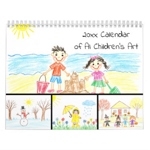Spaßige KI-Kinderkunst Farbige Bilder Kalender