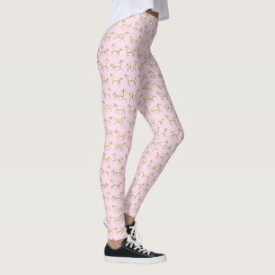 Spaßige Mädchen galoppierende Pferde Beige Rosa Leggings