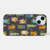 Spaßige Monster Muster iPhone 15 Hülle (Rückseite (Horizontal))