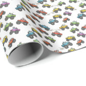 Spaßige Monster-Trucks-Geburtstagsfeier Geschenkpapier (Rolleneckpunkt)