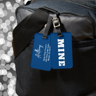 Spaßige Navy Weiße MINE Personalisierte Gepäckanhä Gepäckanhänger