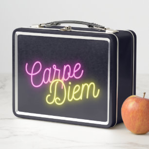 Spaßige Neon Carpe Diem Wortkunst Metall Brotdose