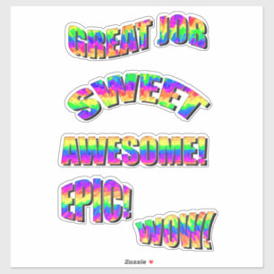 Spaßige Neon-Motivations-Regenbogenwörter Aufkleber