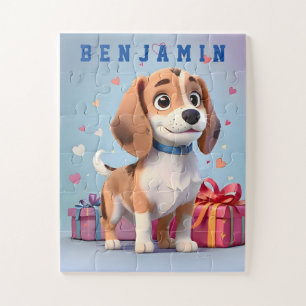 Spaßige Pfoten Beagle-Welpen Bunte Geschenke im Üb Puzzle