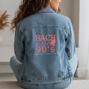 Spaßige Pinke und Orange 90er Retro-Junggesellinne Jeansjacke