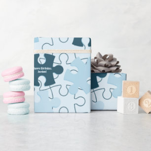 Spaßige Puzzleteile Benutzerdefiniertes Happy Birt Geschenkpapier