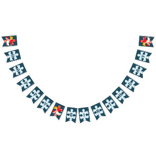 Spaßige Puzzleteile Frohen Geburtstag Blau Wimpelkette
