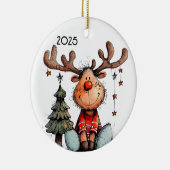Spaßige Rentiere Keramik Ornament (Rechts)