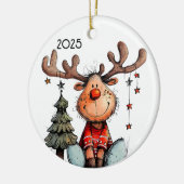 Spaßige Rentiere Keramik Ornament (Links)