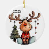 Spaßige Rentiere Keramik Ornament (Hinten)