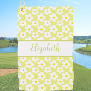 Spaßige Retro-Gänseblümchen gelbe Blumen Damen mit Golfhandtuch
