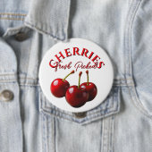 Spaßige Retro-Kirsche frisch gepflückt Button (Beispiel)