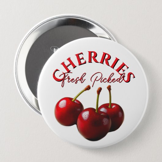 Spaßige Retro-Kirsche frisch gepflückt Button (Vorne & Hinten)