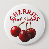 Spaßige Retro-Kirsche frisch gepflückt Button (Vorderseite)