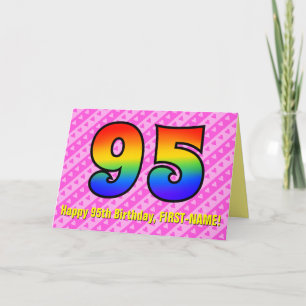 Spaßige rosa Streifen, Herzen, Regenbogen # 95. Ge Karte
