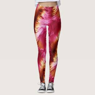Spaßige rosa und orangefarbene Kunststoff-Monsterf Leggings