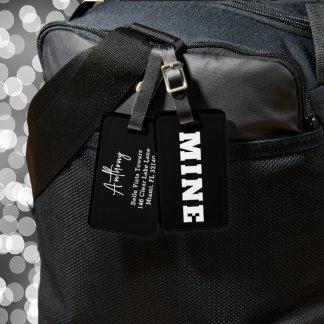Spaßige Schwarz-Weiß-MINE Personalisierte Gepäckan Gepäckanhänger