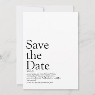 Spaßige Schwarz-Weiß- Save-the-Date-Definition  Save The Date