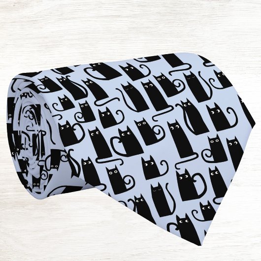 Spaßige schwarze Katze Blau Krawatte