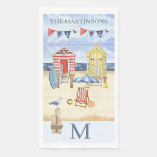 Spaßige Strand-Sommer-Szene Ozean-Monogramm Serviette