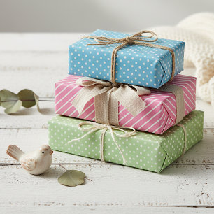 Spaßige Streifen- und Punkte-Geschenkpapierbögen Geschenkpapier Set
