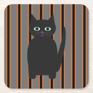 Spaßige und elegante Halloween-Schwarze Katzen Rechteckiger Pappuntersetzer