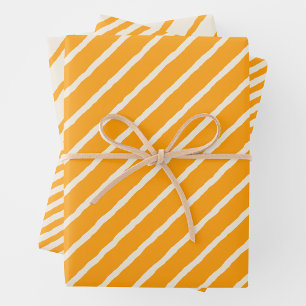 Spaßige und helle gelbe und cremige Schlangenlinie Geschenkpapier Set