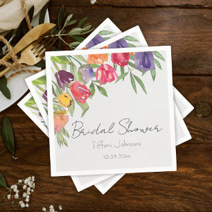 Spaßige und helle Tulpen und Grünzeug-Junggesellin Serviette