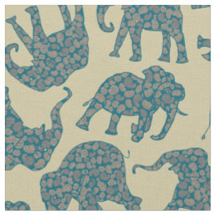 Spaßige verrückte Paisley-Elefanten auf Beige-Must Stoff