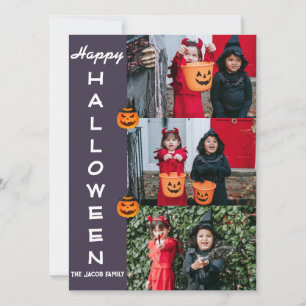 Spaßige vertikale Frohes Halloween 3 Foto Familie Feiertagskarte