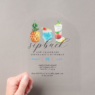 Spaßige Wasserfarbe-Frucht-Cocktails-Geburtstagsfe Acryleinladungen