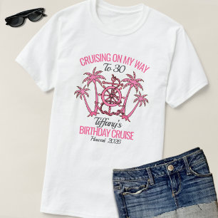 Spaßige weiße und rosa 30. Geburtstags-Kreuzfahrt T-Shirt