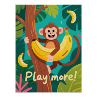 Spaßiger Affe Banane Zitat Ar Poster