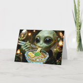 Spaßiger Alien- und Ramen-Geburtstag Karte (Vorderseite)
