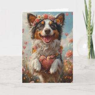 Spaßiger Australian Shepherd Valentinstag Karte