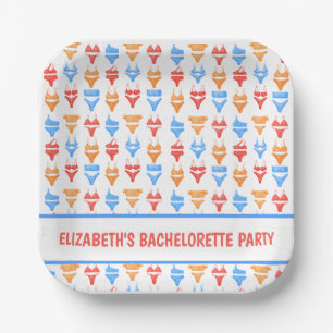 Spaßiger Badeanzug-Poolparty-Personalisierter Jung Pappteller