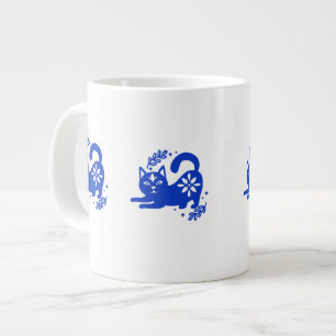 Spaßiger blauer Katzen-Jumbo-Kaffeebecher – CozyBu Jumbo-Tasse