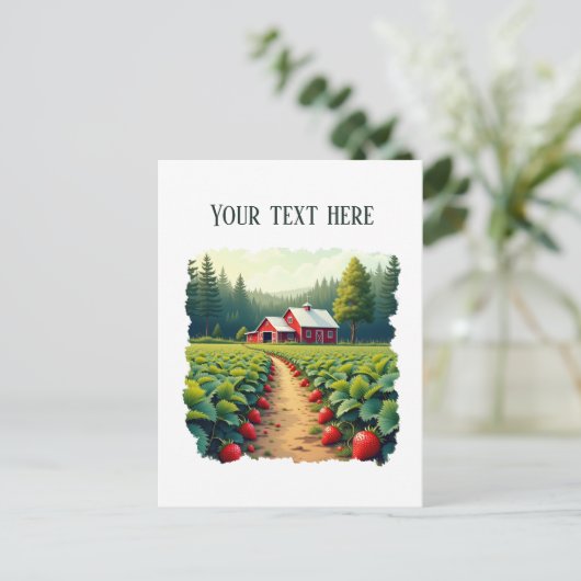Spaßiger Erdbeerhof anpassbar Postkarte (Stehend Vorderseite)