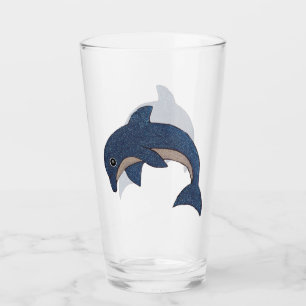 Spaßiger funkelnder blauer weißer springender Ozea Glas