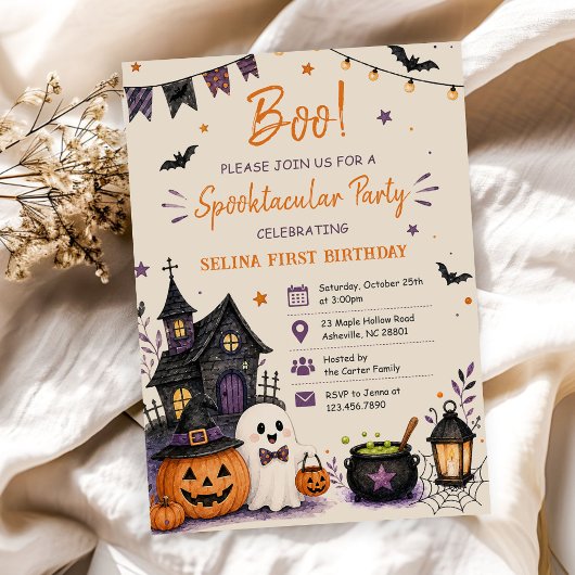 Spaßiger Geist! Spuk Halloween-Geburtstagsfeier Einladung