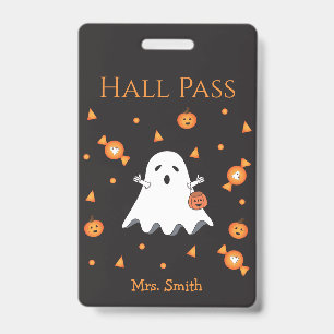 Spaßiger Halloween-Geist-Hall-Pass Ausweis
