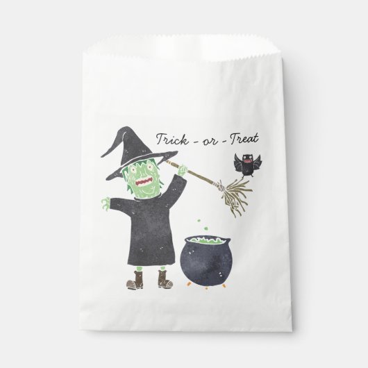 Spaßiger Halloween-Geschenkbeutel mit Hexe  Geschenktütchen (Vorderseite)
