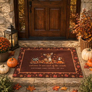 Spaßiger Herbst-Waldtiere personalisierter Herbst Fußmatte