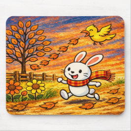 Spaßiger Herbsthase Mousepad