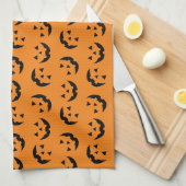 Spaßiger orangefarbener schwarzer Jack-o-Lantern-M Geschirrtuch (Viertel Falte)