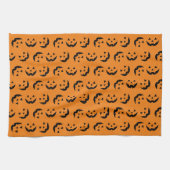 Spaßiger orangefarbener schwarzer Jack-o-Lantern-M Geschirrtuch (Horizontal)