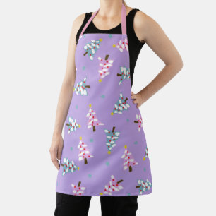 Spaßiger Pastell-Rosa Blau Lila Weihnachtsbaum Schürze
